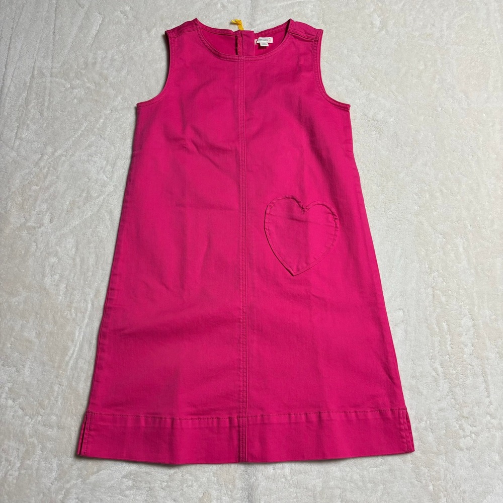 NWT‎ Crewcuts Girls Hot Pink Dress with Heart Pocket Size 10 Sleeveless Cotton